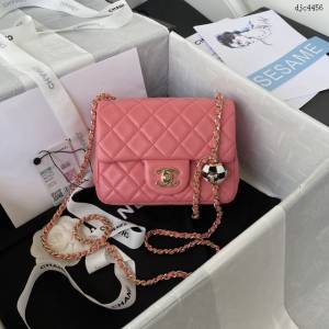 Chanel專櫃23C新款系列AS1786足球款cf羊皮mini口蓋包 香奈兒單肩斜挎鏈條女包 djc4456