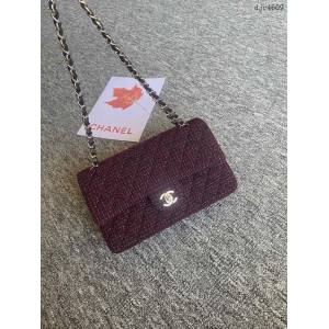 Chanel專櫃限量款Classic Flap Bag 01112布包 香奈兒CF單肩斜挎鏈條女包 djc4609