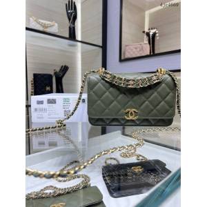 Chanel專櫃22K新品雙鏈WOC魚子醬女包 AP3019Y 香奈兒可拎斜挎鏈條包 djc4669
