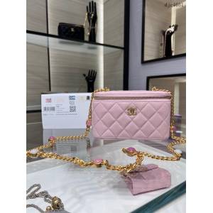 Chanel專櫃22B新款寶石鏈條盒子包 AP2937Y 香奈兒羊皮斜挎化妝包 djc4681