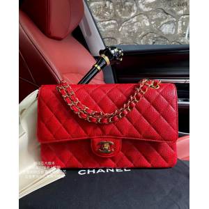 Chanel專櫃新款cf女包 1112 香奈兒經典大紅色原廠進口羊皮鋼印晶片版本鏈條包 djc4769
