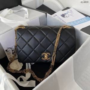 Chanel專櫃香奈兒22A新季新品高級手工坊 AS3387 2新季復古金鏈條口蓋包 djc4828