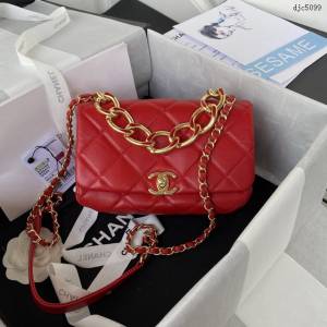 Chanel專櫃22A新款經典菱格口蓋包 AS3366 香奈兒粗曠金色鏈子潤飾手袋小羊皮女包 djc5099