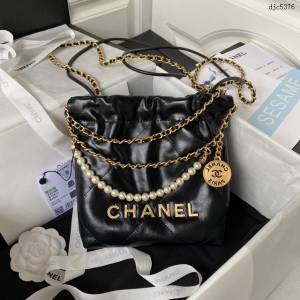 Chanel專櫃新款23S購物包 AS3980 香奈兒經典黑色款迷你版mini22bag手袋 djc5376