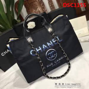 香奈兒CHANEL 66941 2018最新款大號沙灘牛仔帆布包 經典旅遊購物袋系列專櫃爆款DSC1155