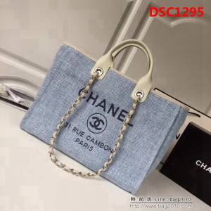 香奈兒CHANEL 2018早春度假系列最新火爆大號帆布沙灘包手提購物袋 DSC1295