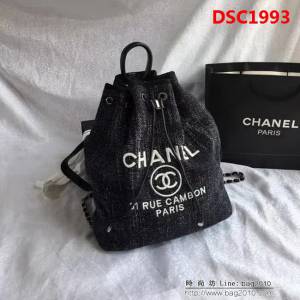 香奈兒CHANEL 93787 旅行必備帆布雙肩抽繩沙灘包DSC1993