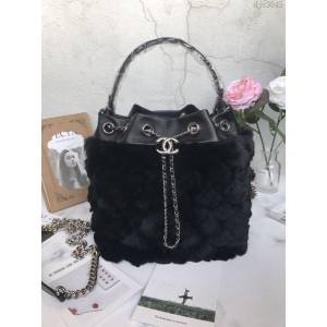 Chanel女包 A69900 香奈兒水桶包 黑色卡兔毛 Chanel時尚女包 Chanel新款肩背包  djc3545