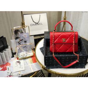 Chanel女包 92236 Chane1大方格三層包 香奈兒手腕包 手拎包 原廠小羊皮手提包 Chanel鏈條斜挎包  djc3798