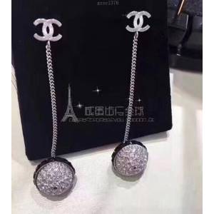 chanel耳環 新款CC鑽球耳釘 鍍金純銀針 水鑽耳環  gzsc1376
