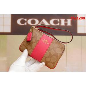 COACH蔻馳 原單級別 COACH 短款零錢包 拉鏈手包 簡單時尚 頭層牛皮 64233  Chz1288