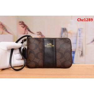 COACH蔻馳 原單級別 COACH 短款零錢包 拉鏈手包 簡單時尚 頭層牛皮 64233  Chz1289