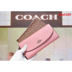 COACH蔻馳 F52689 女士信封錢包 簡單優雅 卡位/零錢位齊全 時尚按扣  Chz1329