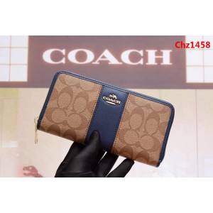 COACH蔻馳 原單 Fa52859 pvc配皮 專櫃新款 馬車標拼色 長款拉鏈錢包 outlets款  Chz1458