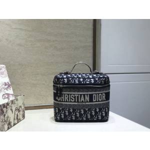 Dior包 迪奧Christian Dior 藍色提花化妝包 老花手提包  Dyd1104