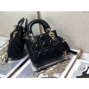 Dior女包 迪奧Lady Dior Mini琺瑯扣戴妃包 Dior手提肩背斜挎包  dfk1736