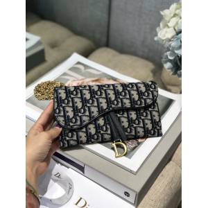 Dior女包 迪奧Saddle Oblique woc mini錢包 Dior肩背斜挎包  dfk1755