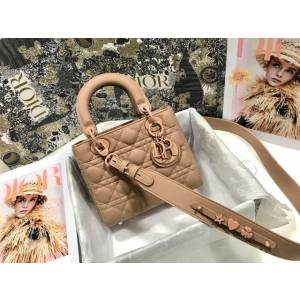 Dior女包 迪奧Lady四格磨砂徽章啞光戴妃包 Dior手提肩背斜挎包  dfk1814