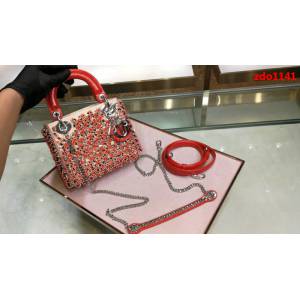 DIOR迪奧 mini小仙女戴妃包 全手工橙色小珠子刺繡 可手提亦可肩背或斜挎  zdo1141