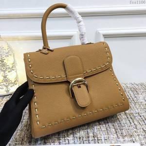 DELVAUX女包 Delvaux brilliantMM不銹鋼蛇鏈外縫 原版皮 德爾沃女手提包 DF0028蛇鏈焦糖 大號 Delvaux女單肩斜挎包  fcs1106