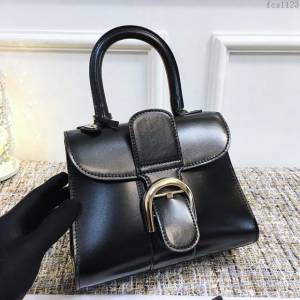 DELVAUX女包 德爾沃Brillant經典款 進口box牛皮 德爾沃女手提包 DV0020黑金 大號Delvaux單肩包  fcs1123