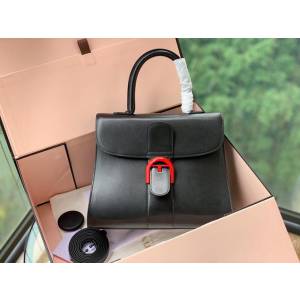 DELVAUX女包 Delvaux Brillant Lunar限量賀歲版 原版牛皮 德爾沃女手提包 女手拎包 DV0028賀歲版黑紅扣  fcs1320