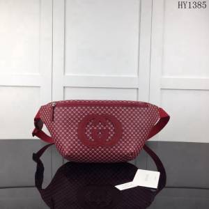 GUCCI古馳 新款 專櫃品質 原單 536416 大紅絲印 休閒百搭款 腰包HY1385
