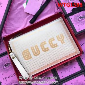 GUCCI古馳 歐洲正品原單 復古印花 百搭手拿包 510489 米白全皮 WTG1588