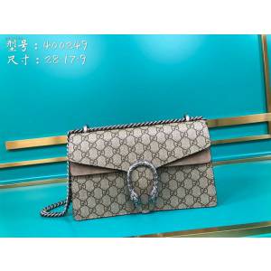 Gucci古馳包包 G家新款女包 款號:400249 古奇卡其色鏈條單肩斜挎包 Gucci中號酒神包  gdj1340
