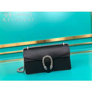 Gucci古馳包包 G家新款女包 款號:499623 古奇克全皮酒神包 Gucci黑色鏈條斜挎女包  gdj1344