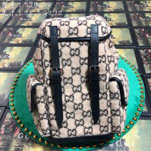Gucci包 古馳雙肩包 598184杏絨 Gucci新款背包 Gucci後背包  gudj1414