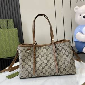 Gucci專櫃古馳最新款購物袋GG圖案條紋織大號肩背包 jh1996型號：815214