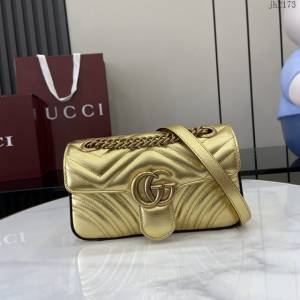 Gucci專櫃古馳最新款雙G拉鏈內袋滑鏈包單肩斜挎女包 jh2173型號：446744
