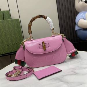 Gucci專櫃古馳最新款Bamboo 1947系列小號竹節手提包 jh2447型號：675797