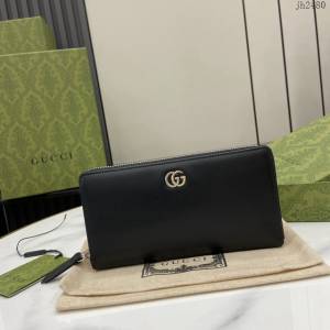 Gucci專櫃古馳最新款Marmont系列錢夾男女款拉鏈長夾錢包 jh2480型號：790057