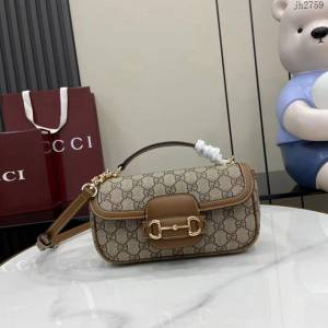 Gucci專櫃古馳最新款Horsebit 1955系列小號手提單肩斜挎女包 jh2759型號：815206