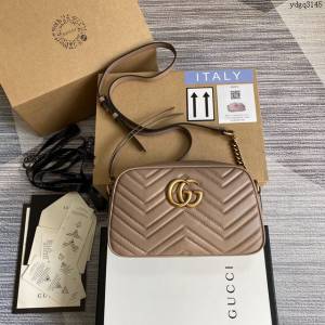 Gucci新款原廠皮女包 古馳GG Marmont系列單肩斜挎包 Gucci相機包 447632  ydg3145