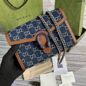 Gucci2021新顏色女包 古馳復古牛仔布酒神包 Gucci丹寧系列酒神鏈條單肩斜挎包 401231  ydg3198