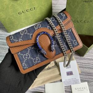 Gucci2021新顏色女包 古馳Dionysus Supre Mini女包 Gucci丹寧系列酒神鏈條斜挎包 476432  ydg3199