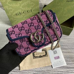 Gucci經典百搭女包 古馳GG Marmont Mini女包 Gucci全皮鏈條迷你小挎包 476433  ydg3276