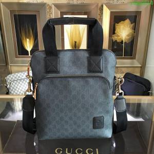 GUCCI 古馳男包 新款 854362 Gucci專用進口雙G防水料配頭層牛皮 中號 男士手提包
