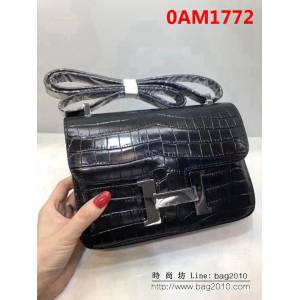 愛馬仕Hermes進口原版鱷魚紋牛皮 空姐包 可單肩斜跨 0AM1772
