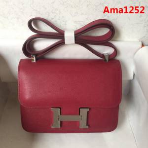 HERMES愛馬仕 Constance 空姐包 棗紅 金銀扣 原廠Epsom皮 原版五金 蜜蠟線縫製 單肩斜挎包  Ama1252