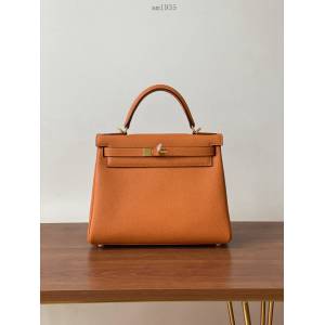 Hermes女包 愛馬仕kelly包 togo皮 蠟線手工縫製 Hermes經典款凱莉手提包  am1935