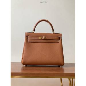 Hermes女包 愛馬仕kelly包 togo皮 蠟線手工縫製 Hermes經典款凱莉手提包  am1945