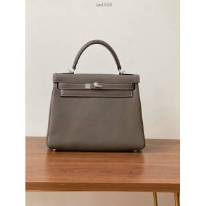 Hermes女包 愛馬仕kelly包 togo皮 蠟線手工縫製 Hermes經典款凱莉手提包  am1946