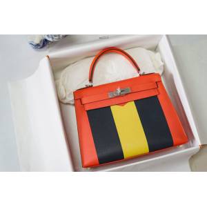 Hermes女包 愛馬仕外縫字母凱莉 28cm 多皮料拼接 字母M  am2015