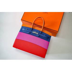 Hermesn鉑金女包 愛馬仕Birkin手提包 Hermesn新色彩虹包  am2132