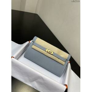 Hermes女包 愛馬仕Kelly woc小挎包 亞麻藍epsom皮凱麗斜挎包  tdh2319