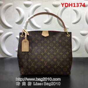 路易威登LV頂級原單 M43701老花配玫紅裏 購物包 YDH1374